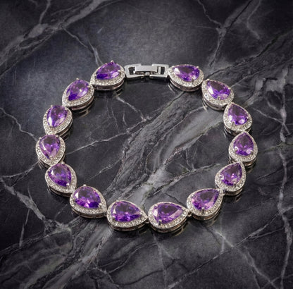 Tear Drop Bracelet - Silver/Purple