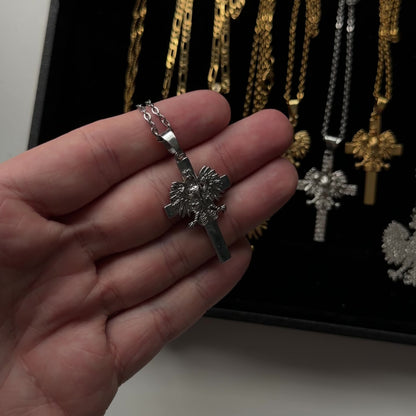 PLNDSKI Cross Eagle Necklace - Silver