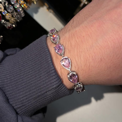 Tear Drop Bracelet - Silver/Pink