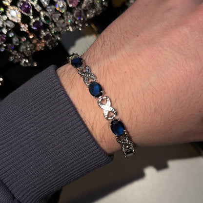 Cross Link Bracelet - Silver/Blue